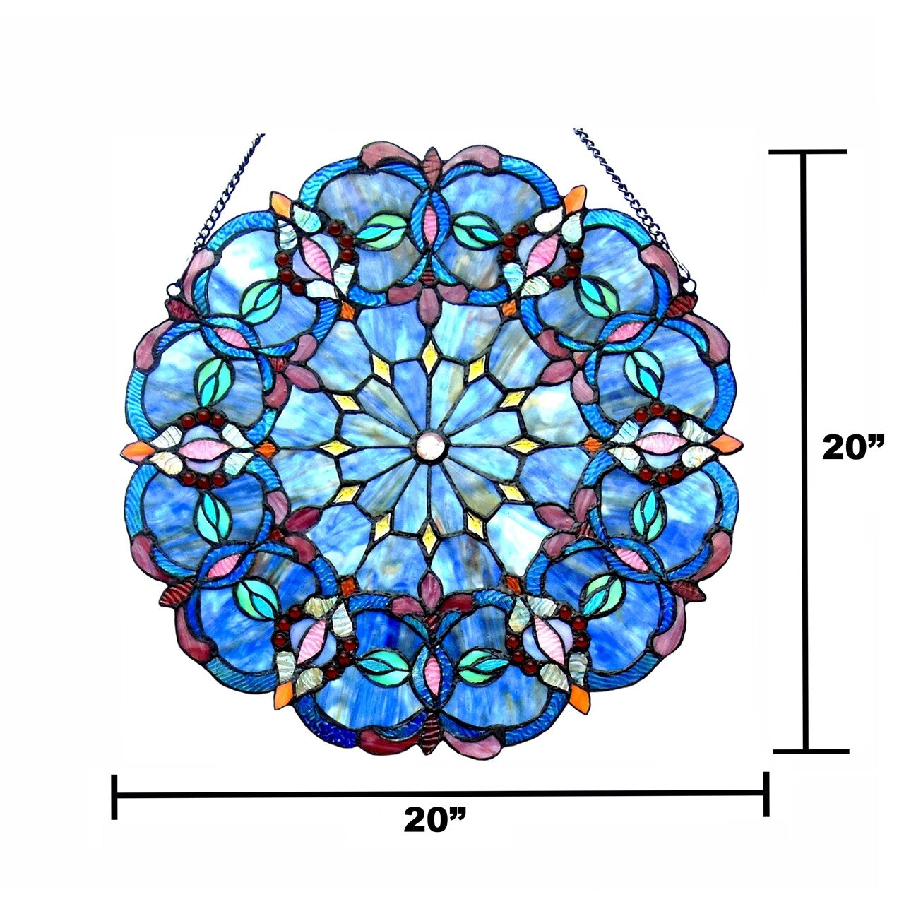 21" Round Stained Glass Window Hanging Panel Suncatcher