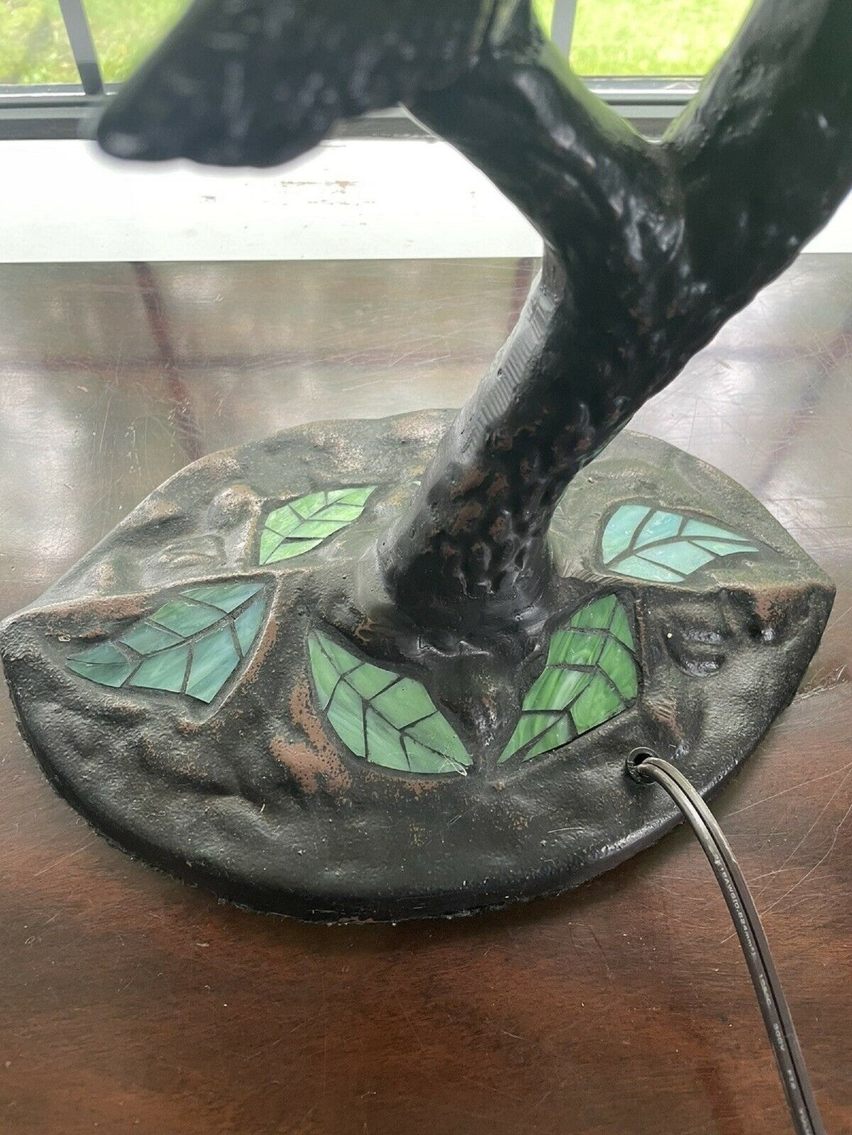32.5" Antique Vintage Style Stained Glass Oval Grapes Table Lamp