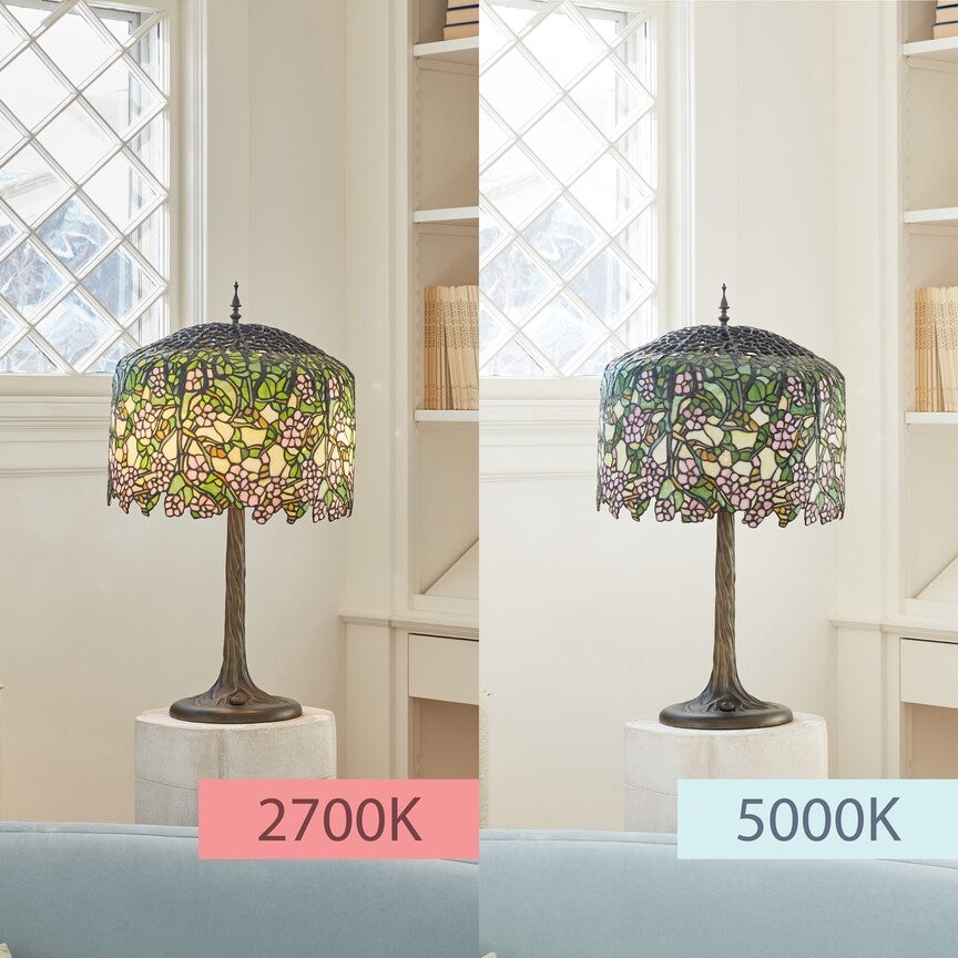 31.75" Cherry Blossoms Stained Glass Table Lamp