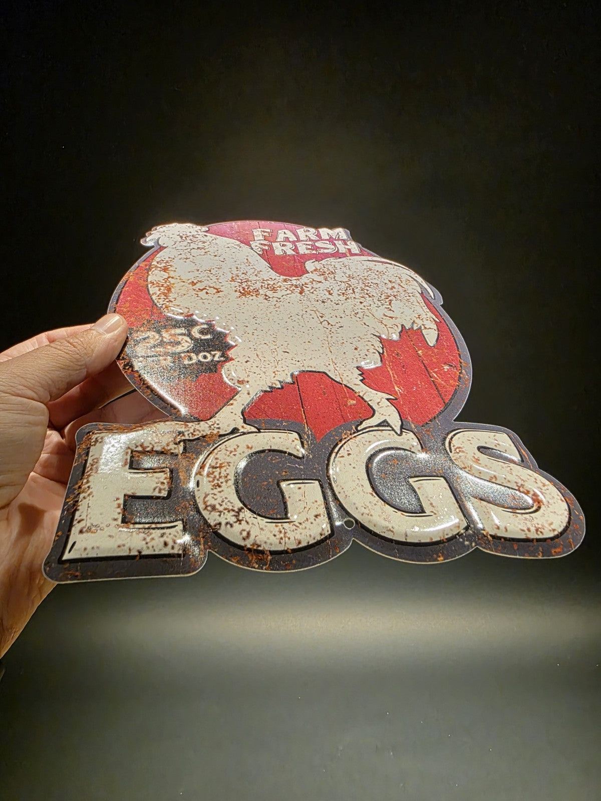 11" Metal Vintage Style Fresh Eggs Sign