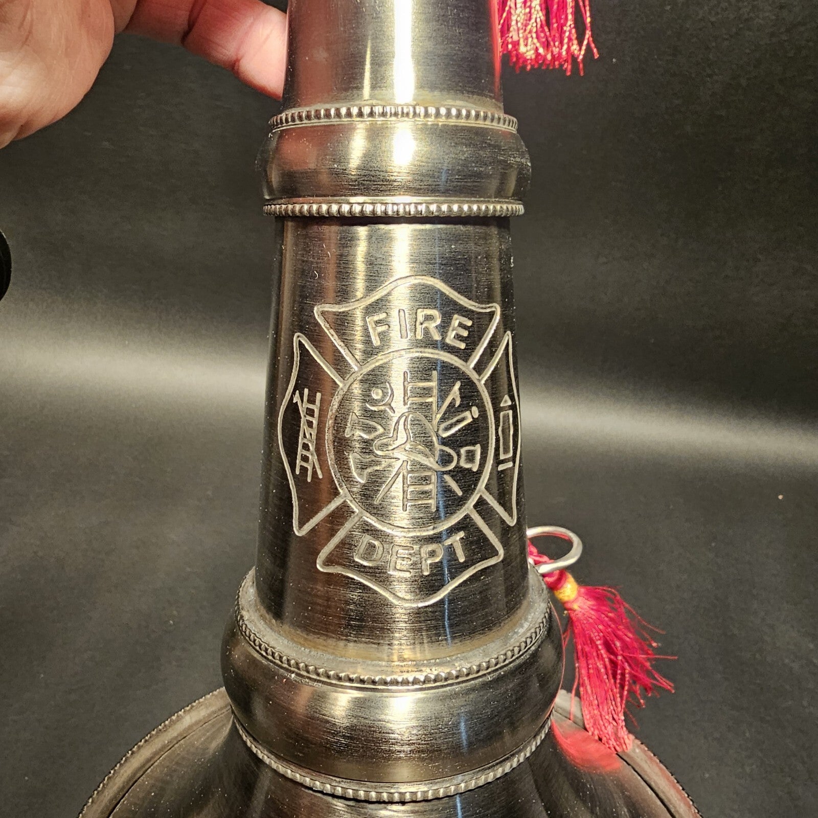 16 1/2" Antique Style Silver Fireman Presentation Speaking Trumpet