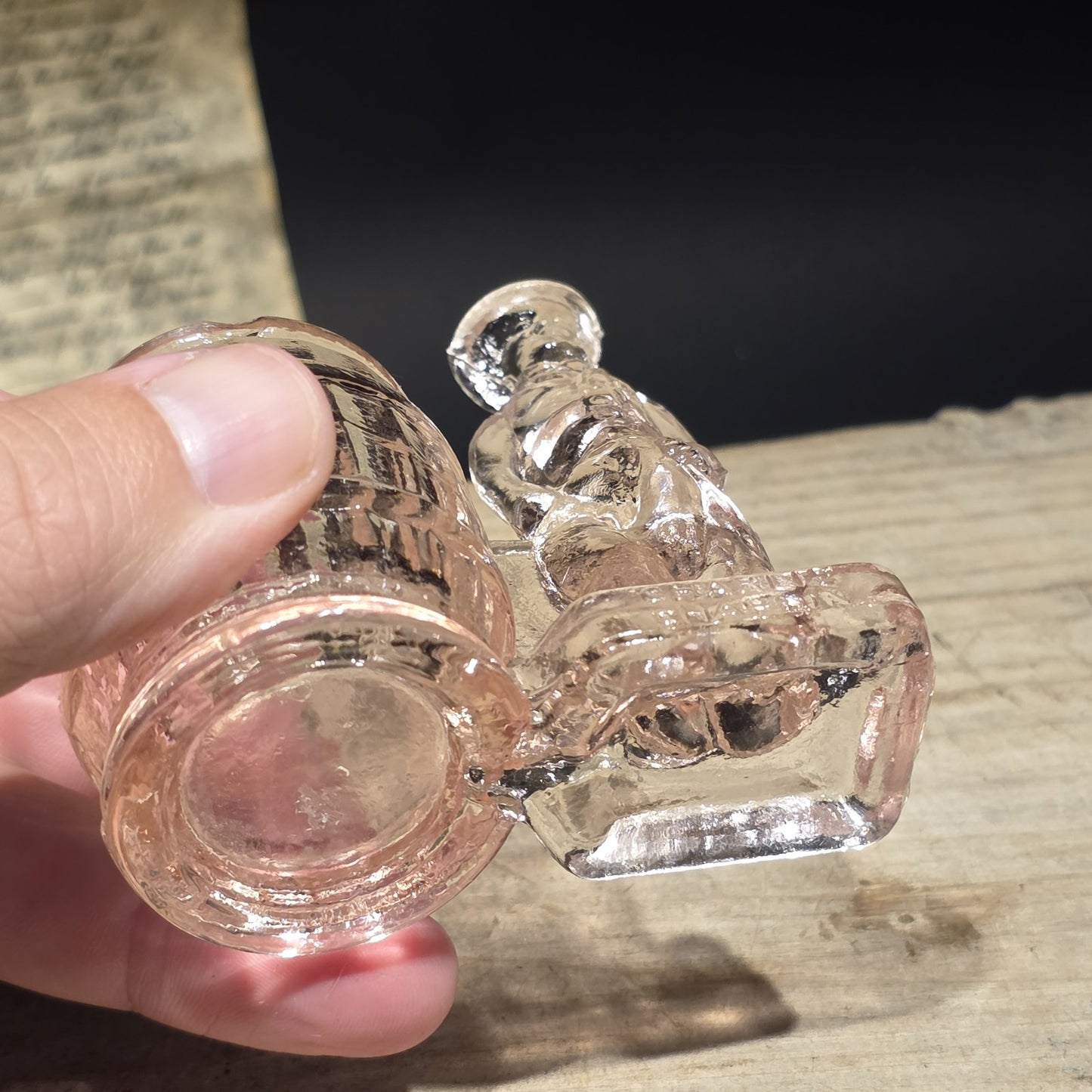 Charlie Chaplin Style Toothpick Holder – Pink Depression Glass Tramp Figure