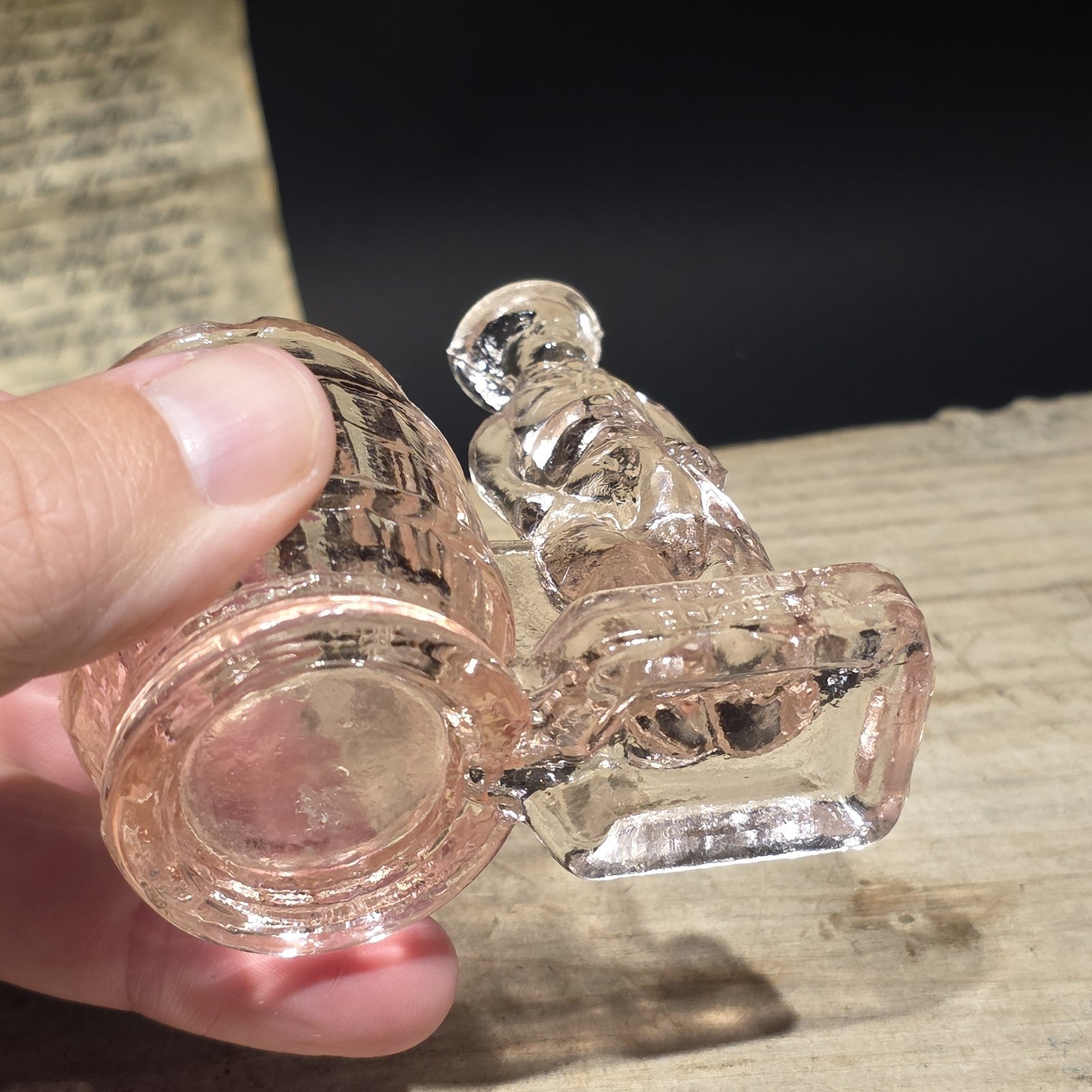 Charlie Chaplin Style Toothpick Holder – Pink Depression Glass Tramp Figure