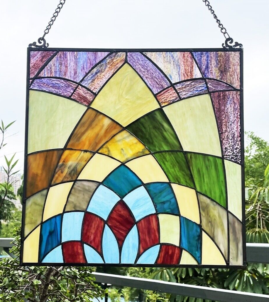 16" Stained Glass Hanging Window Pane Panel Suncatcher