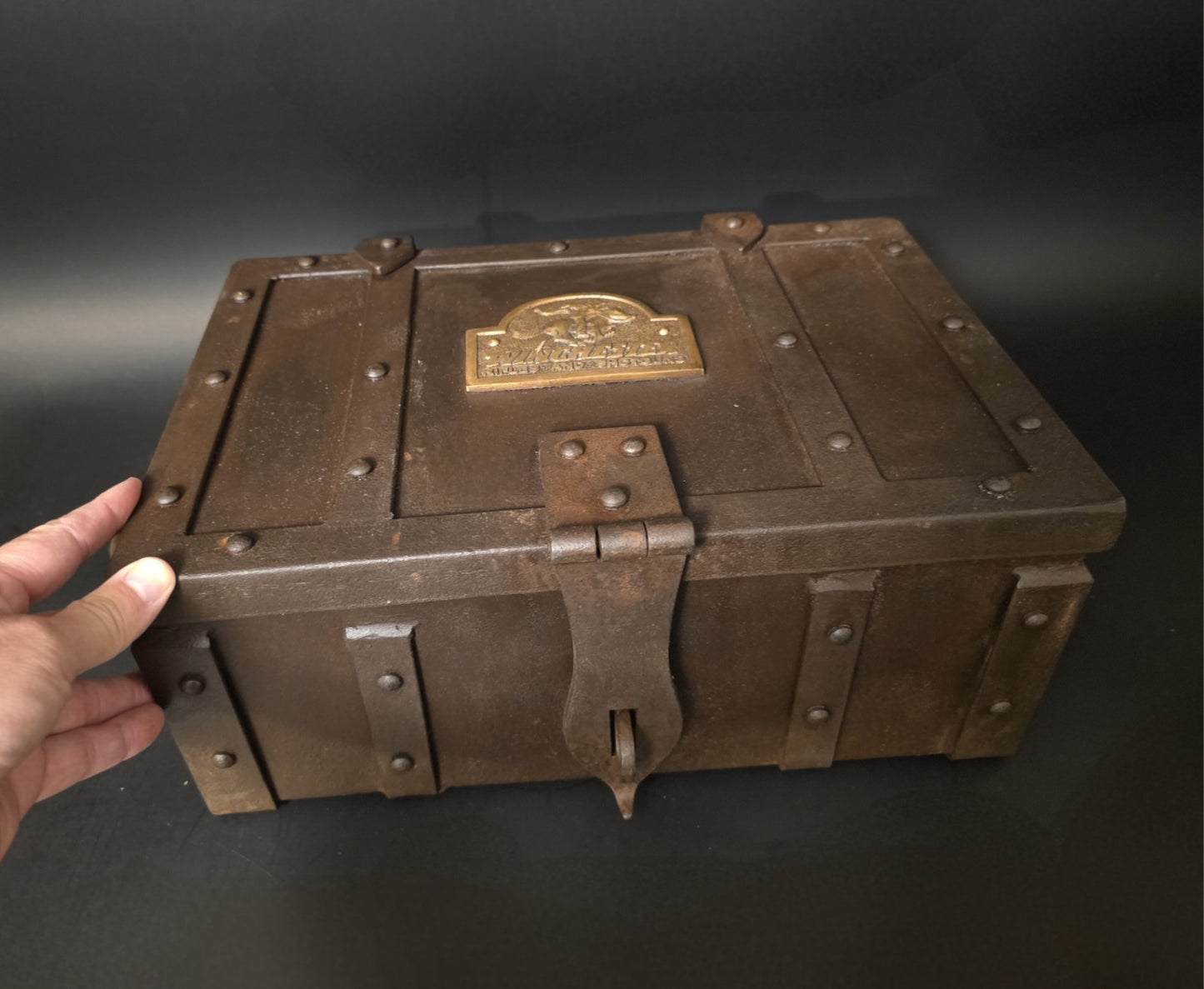15" Antique Style Cast Iron Winchester Ammunition Chest Strongbox