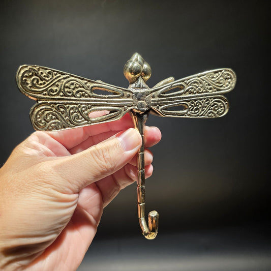 Solid Brass Dragonfly Wall Hook Art Nouveau Style Coat Hook
