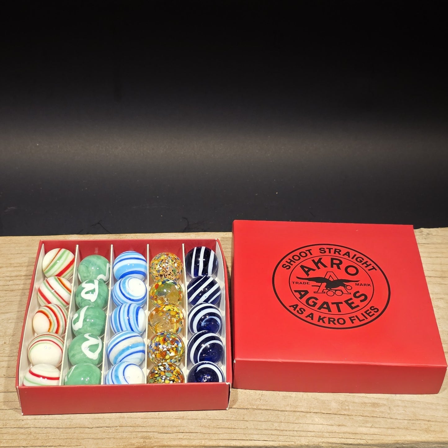 Akro Agates Vintage Style Box Set of Marbles