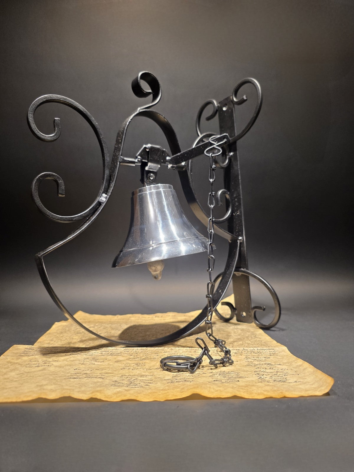 Antique Style Wrought Iron Scrollwork Wall Mounted Garden/Home Bell
