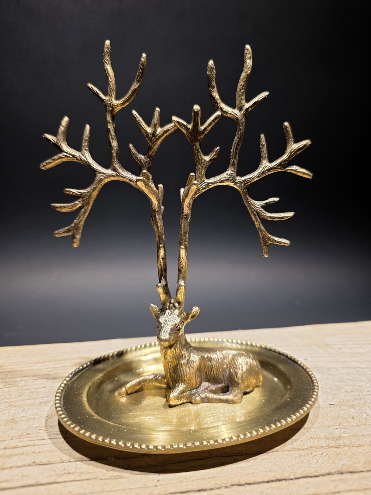 Antique Vintage Style Antique Brass Deer Jewelry Holder
