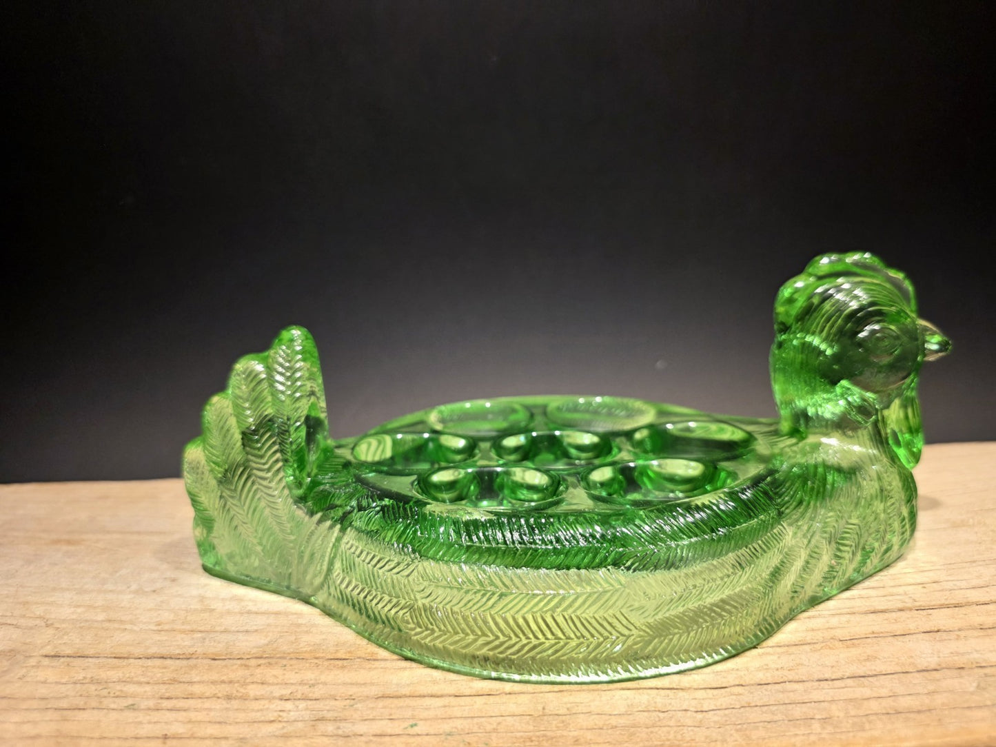 Vintage Antique Style Green Depression Glass Nesting Chicken Egg Holder
