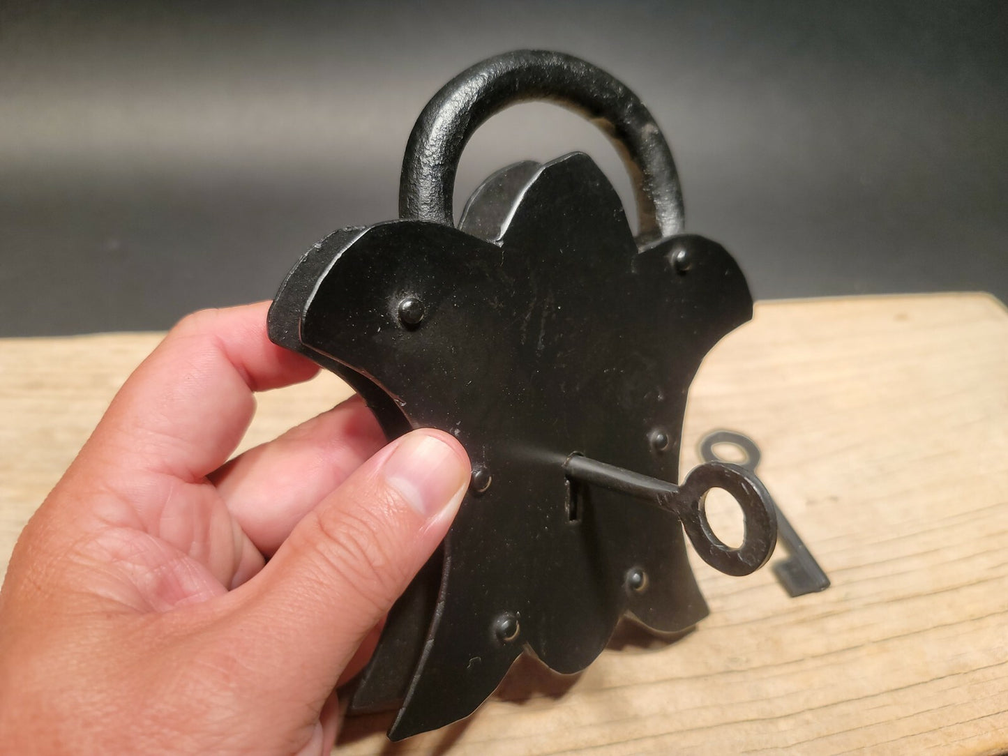 Antique Vintage Style Cast Iron Padlock Lock & Key 