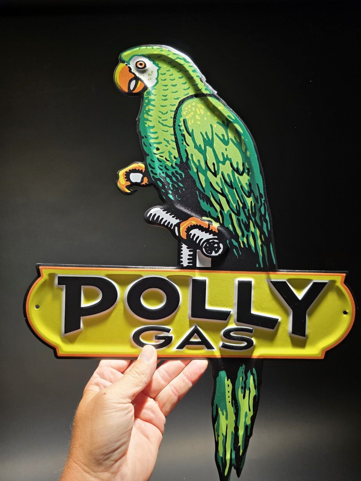 18" Antique Vintage Style Polly Gas Oil Metal Die Cut Sign