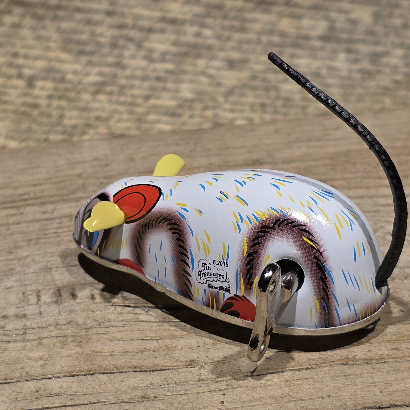 New Vintage Tin Litho Mouse Toy  Wind Up Mechanical Mouse