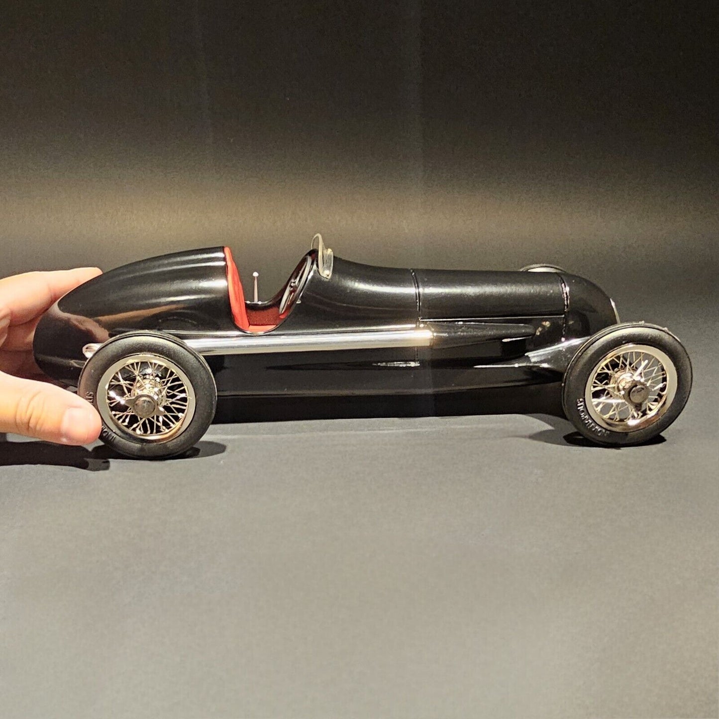 12" Antique Vintage Style Aluminum Black  Model Tether Car