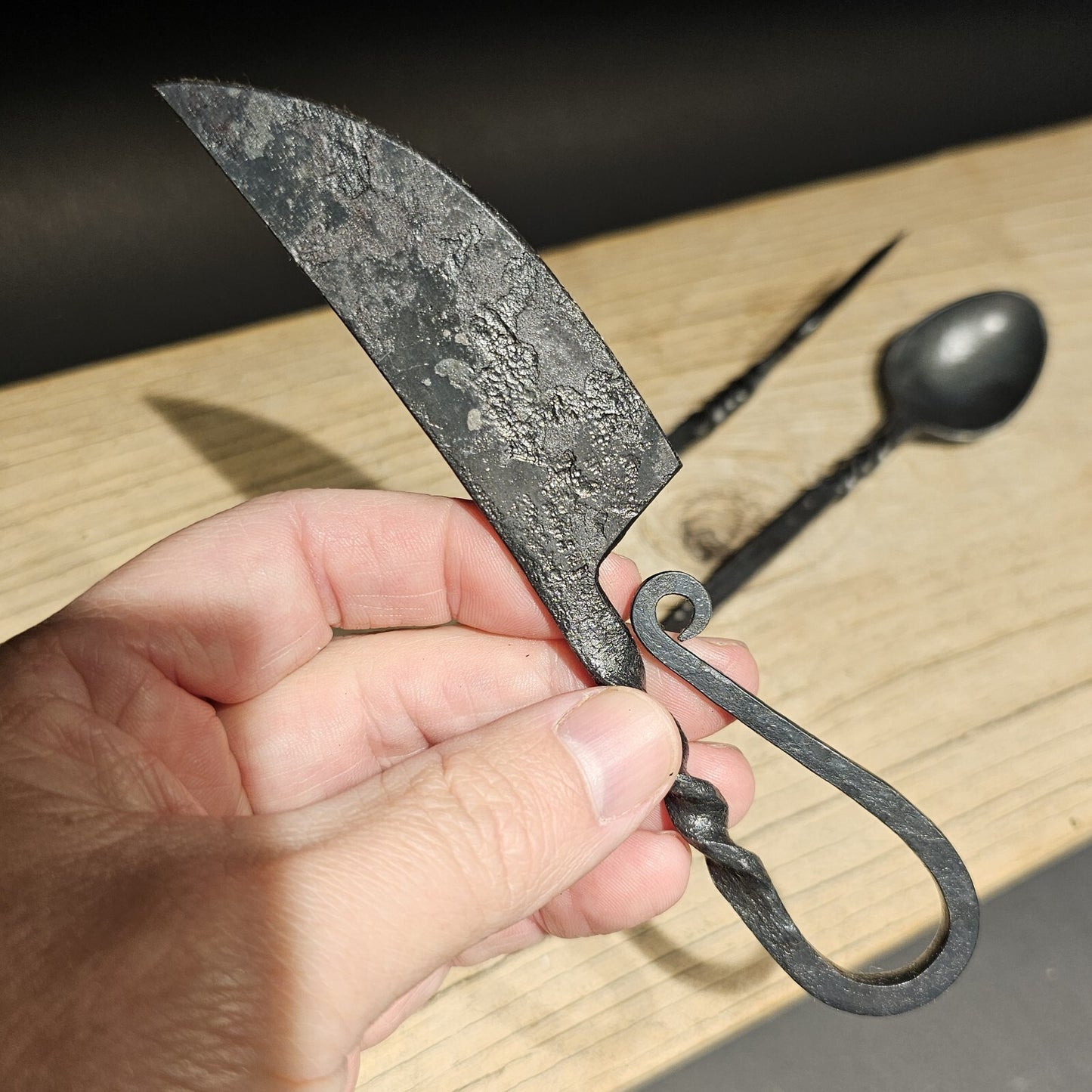 Flint Striker Style Custom Forged Knife Utensil Set
