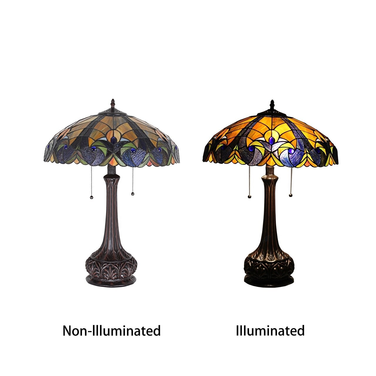 25.2" Antique Style Stained Glass Table Lamp