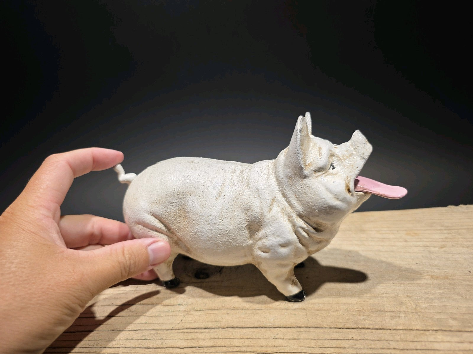 Antique Style Cast Iron Mechanical Hog Pig Coin Bank