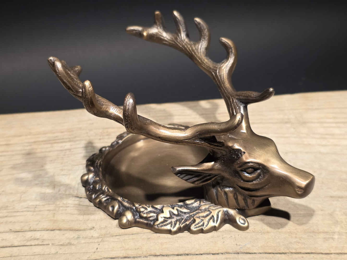 6" Antique Style Brass Stag Pen Holder