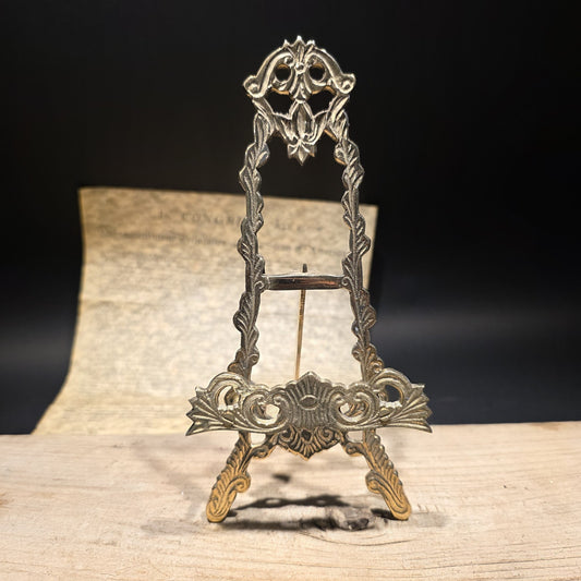 9" Vintage Antique Style Ornate Brass Display Miniature Brass Desk Easel