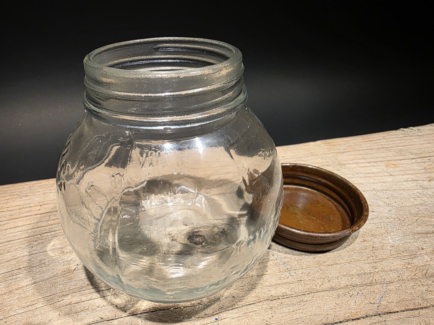 4 1/2" Antique Vintage Style Glass Nut House Store Jar