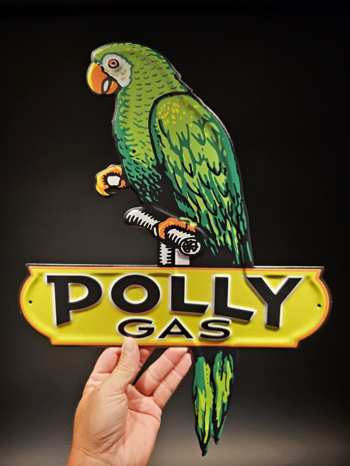 18" Antique Vintage Style Polly Gas Oil Metal Die Cut Sign