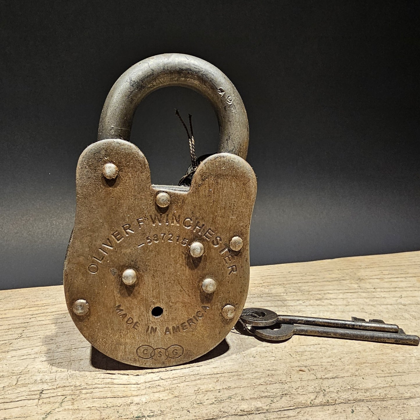 5" Antique Vintage Style Cast Iron Winchester Firearms Ammo Box Padlock Lock