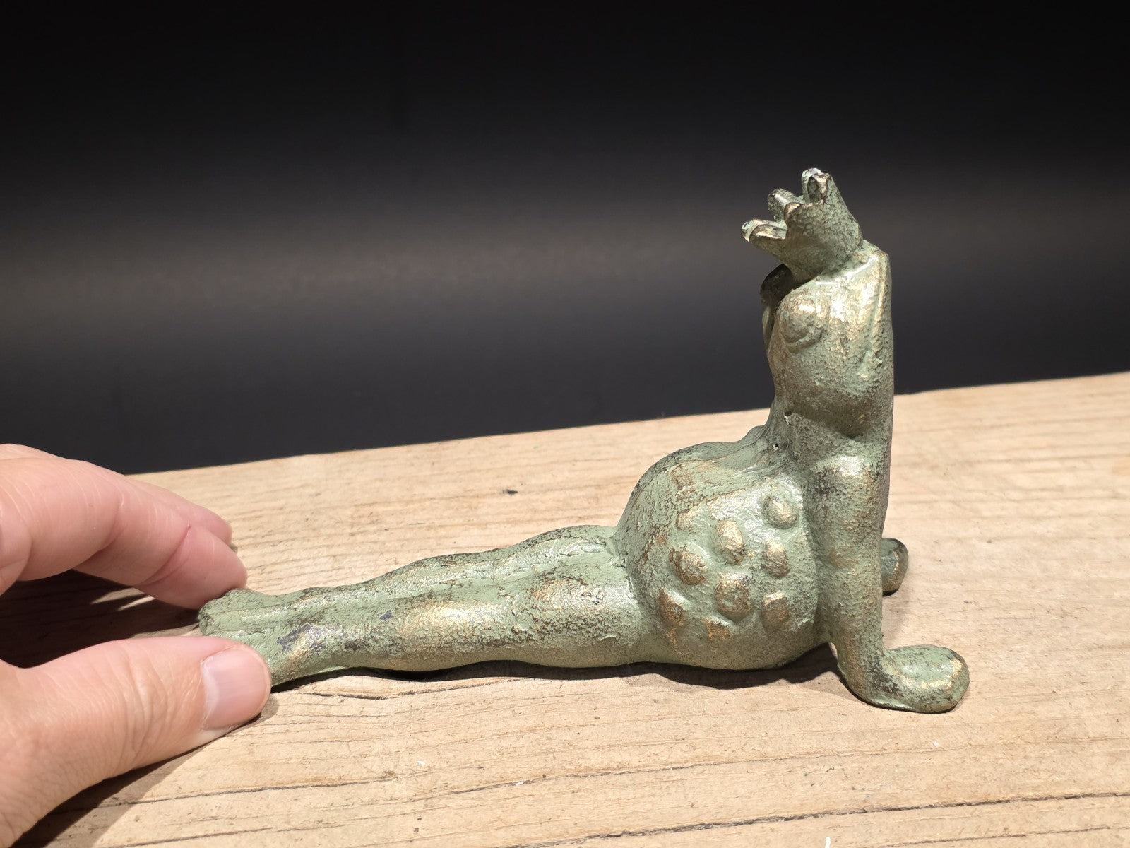 Vintage Style Cast Iron Yoga Frog Door Stop or Garden Statue