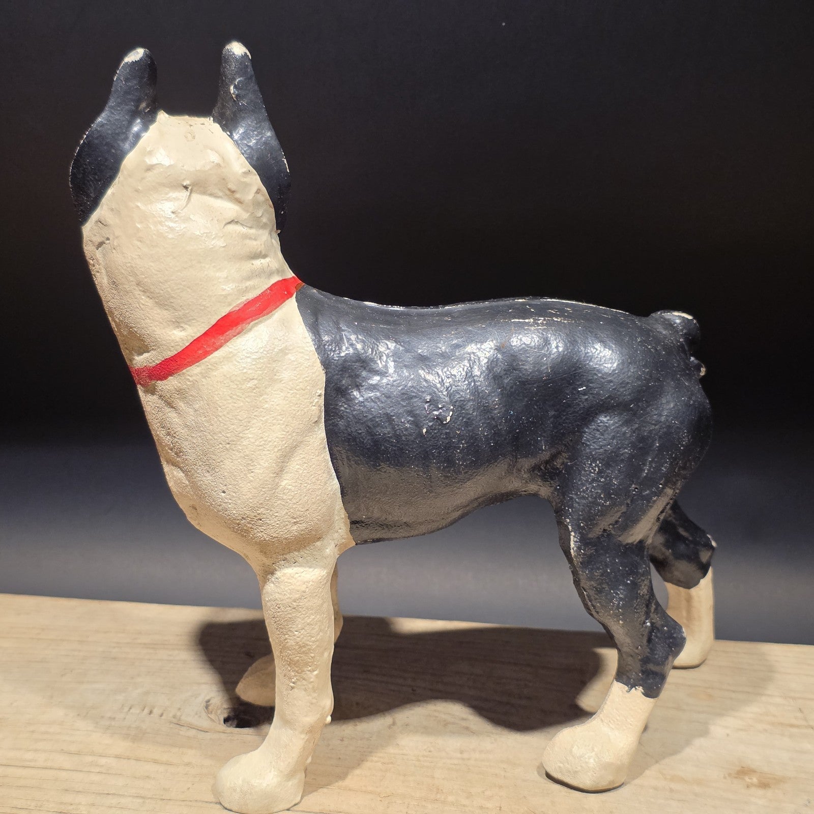 Antique Style Cast Iron Boston Terrier Dog Door Stop Coin Bank