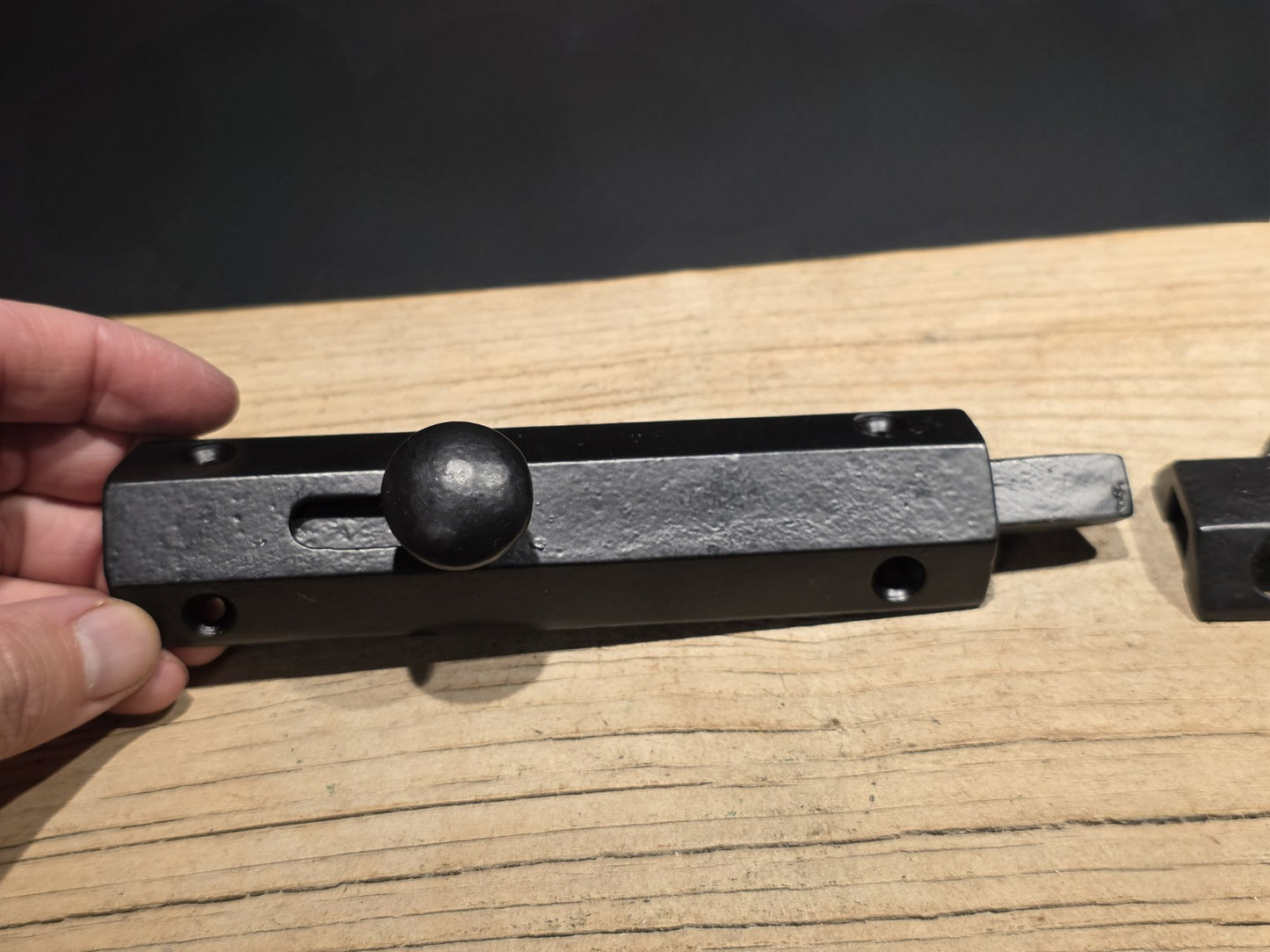 6" Black Retro Modern Style Iron Slide Door Latch Lock