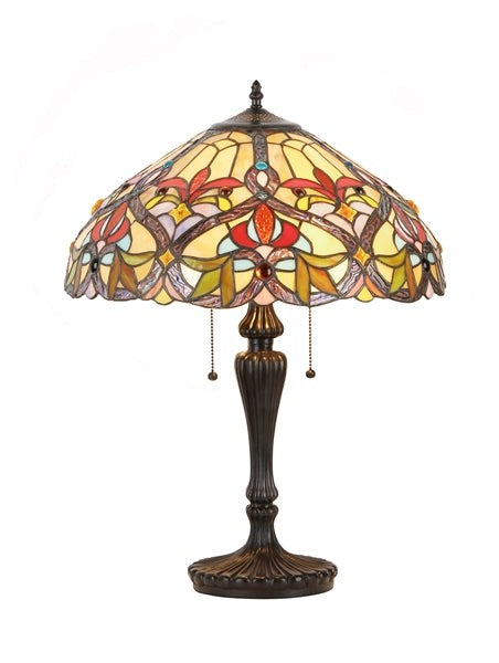 24" Tiffany Style Stained Glass Table Lamp Victorian 2-Light Desk Lamp 18" Shade