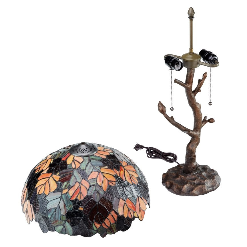 24.5"H Antique Style Tree Stained Glass Table Lamp