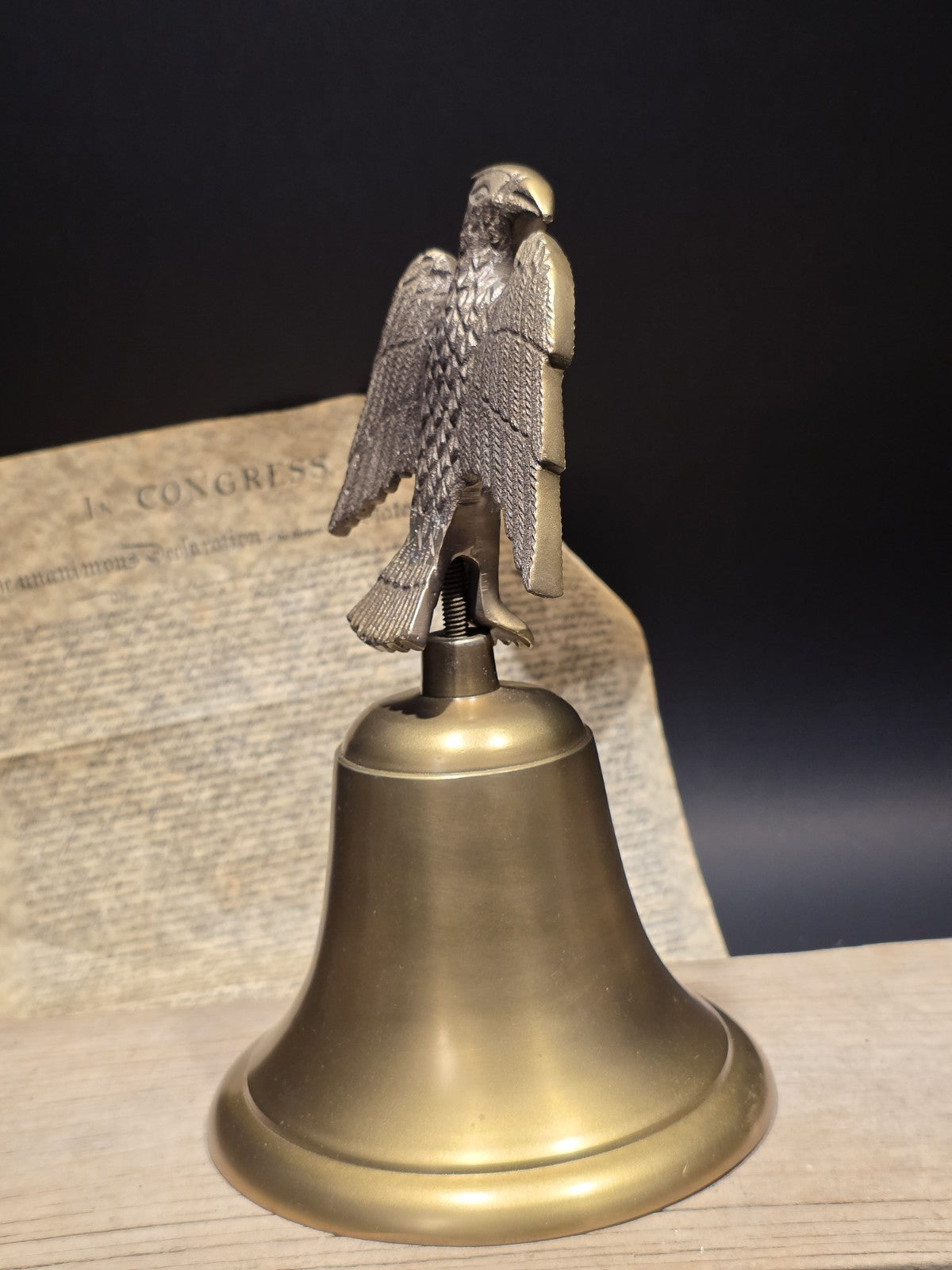 Large 11" Antique Style Brass Eagle Desk Call Bell Americana Federalist Style