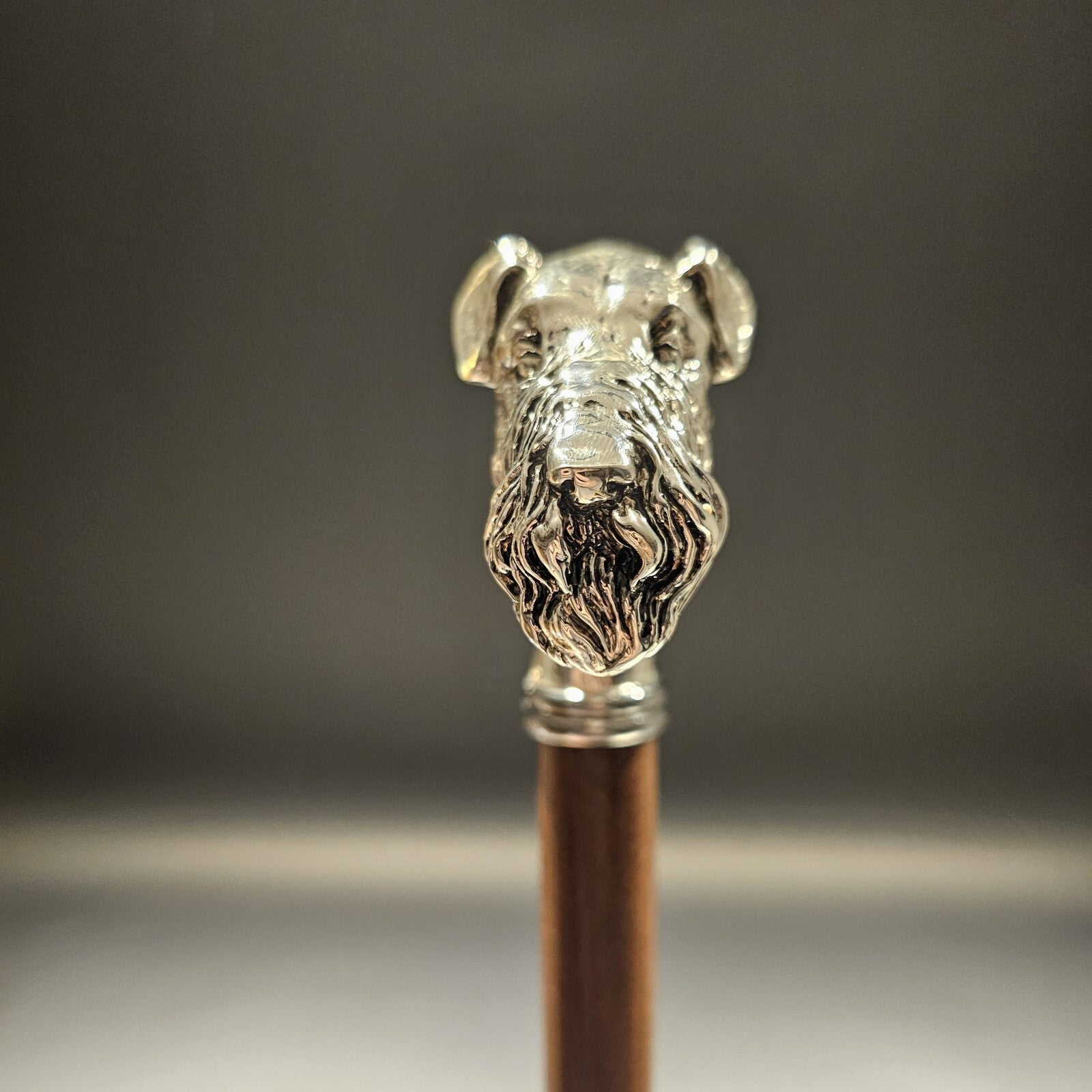 36" Antique Style Fox Terrier Dog Head Walking Stick Cane