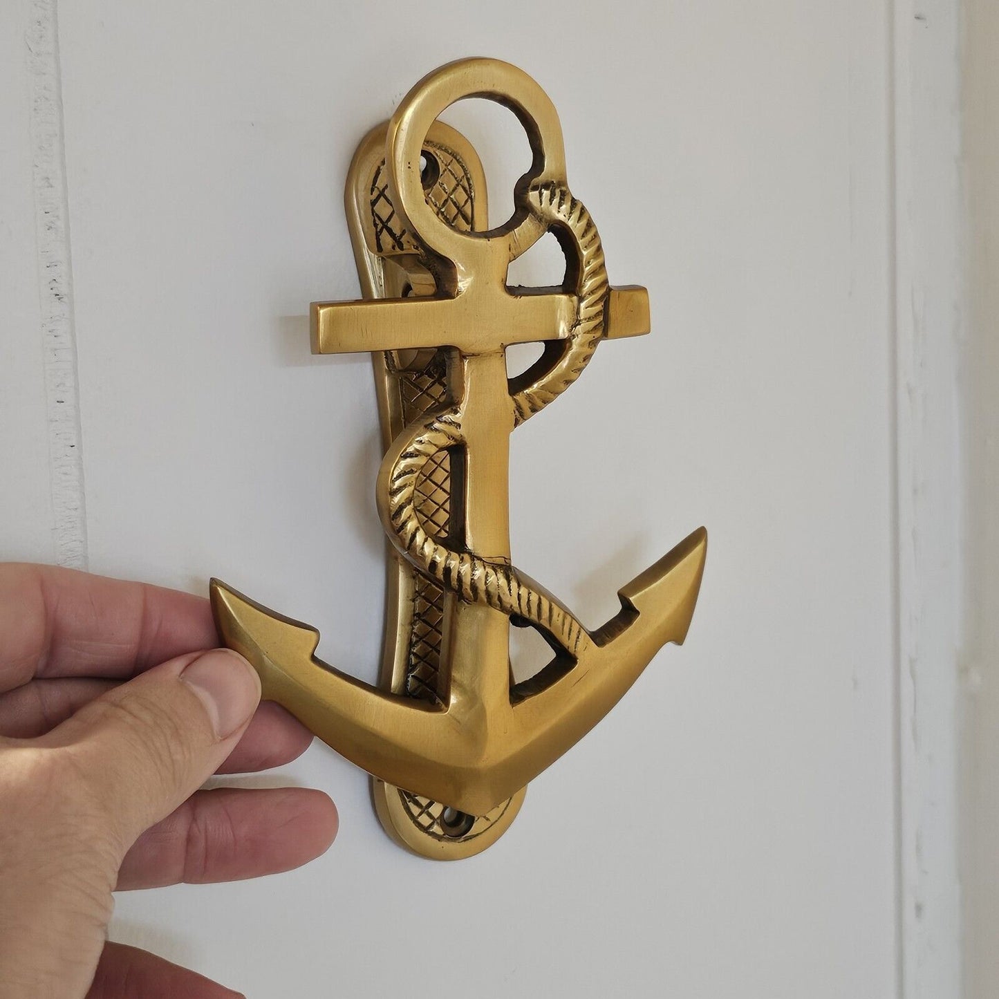 6-1/2" Antiqued Brass Anchor Door Knocker - Antique Vintage Style