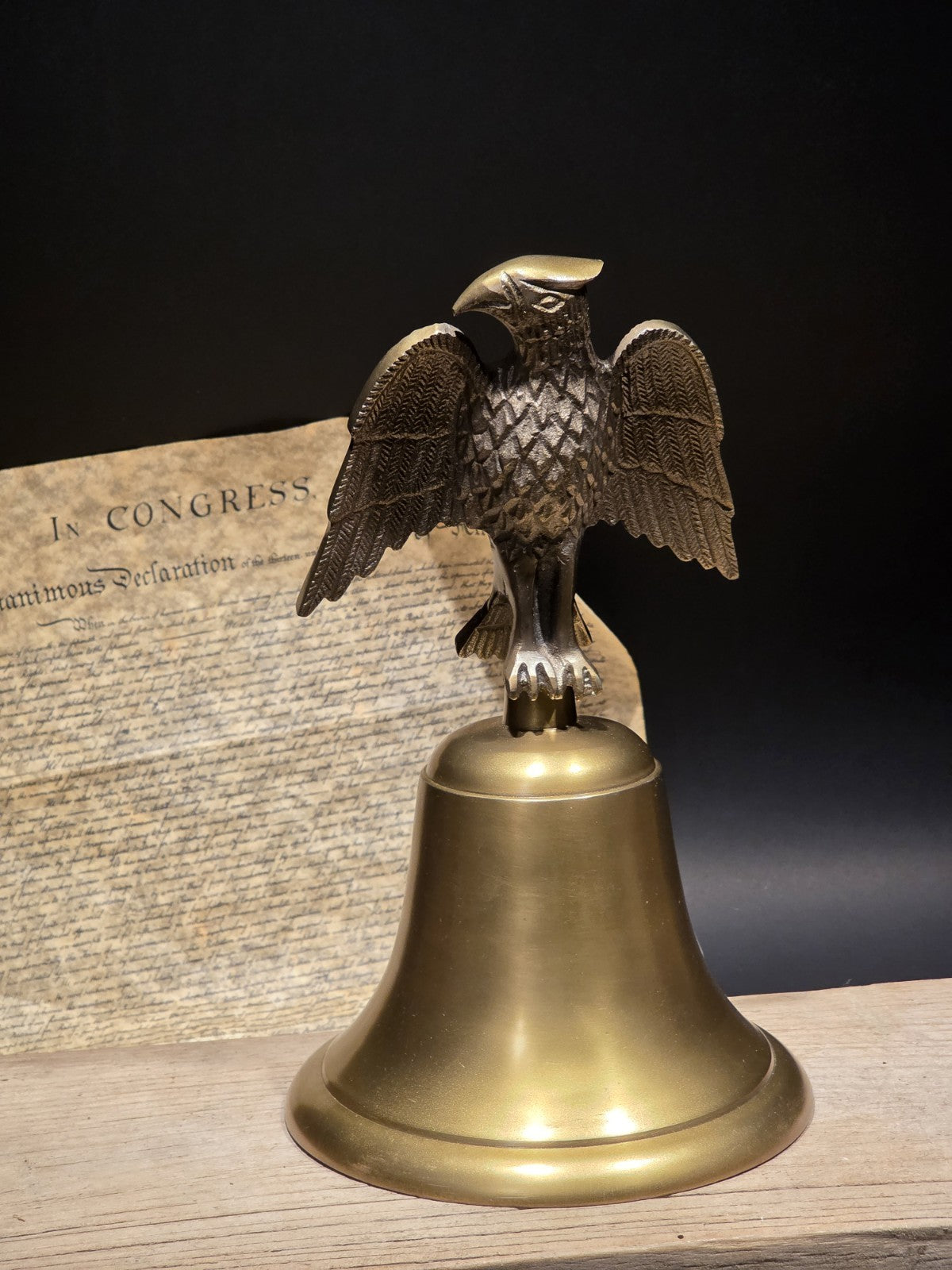 Large 11" Antique Style Brass Eagle Desk Call Bell Americana Federalist Style