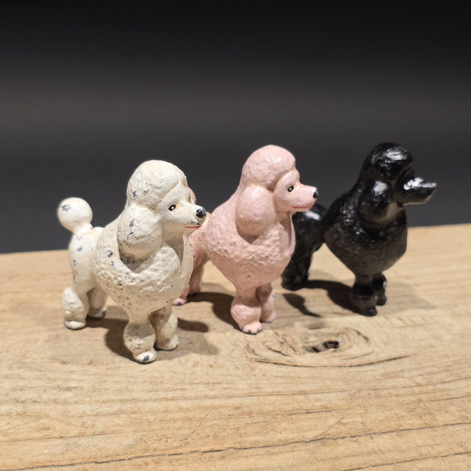 3 Cast Iron Poodle Dog Figurine – Vintage Style Black Poodle Statue