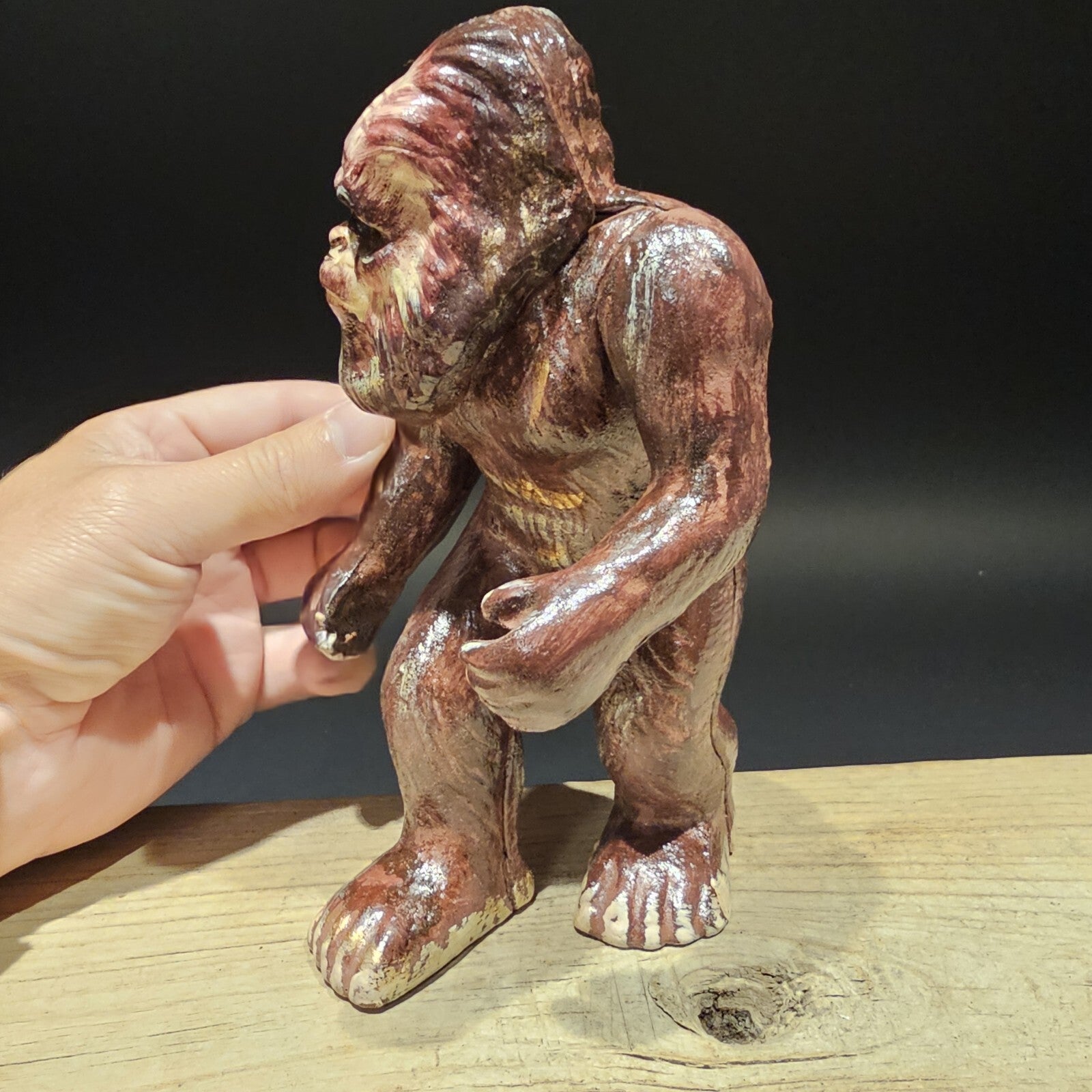 7 1/2" Antique Style Cast Iron Big Foot Sasquatch Coin Bank