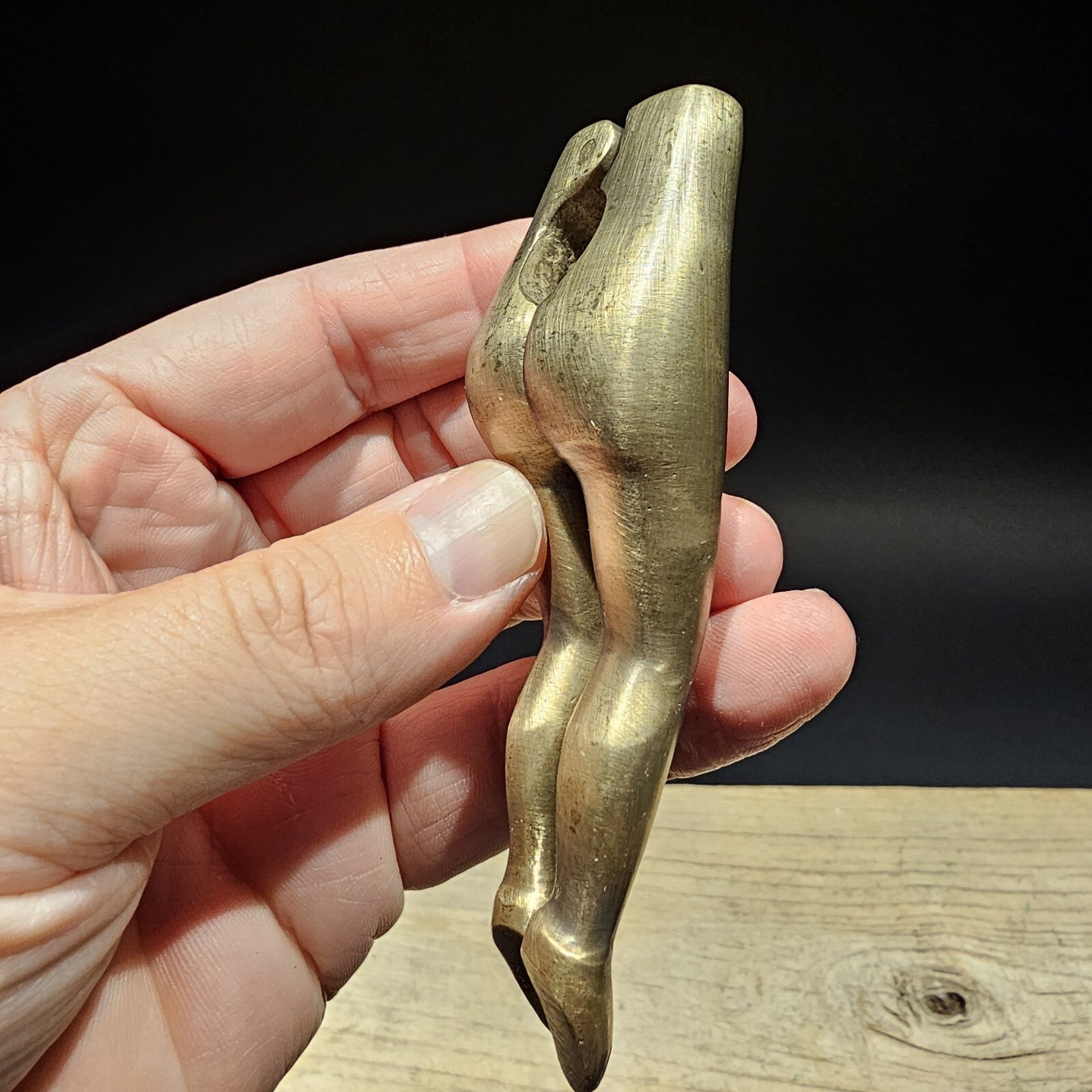 4" Antique Vintage Style Brass Risque Lady Legs Nut Cracker