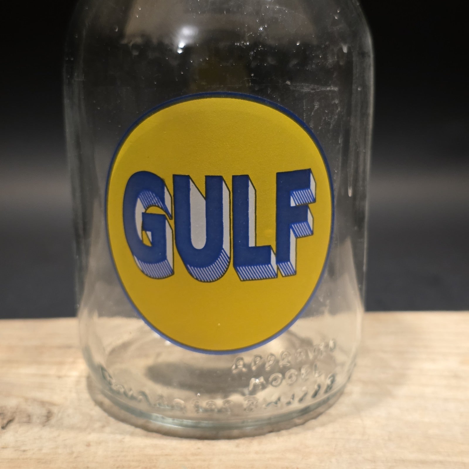 1930s Style Glass Gulf Oil Bottle w Spout