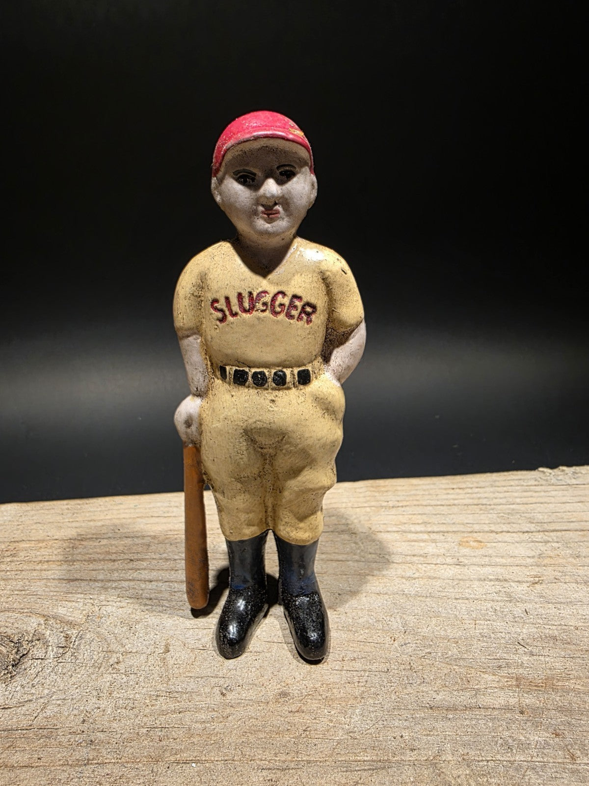 Antique Vintage Style Cast Iron Slugger Coin Bank