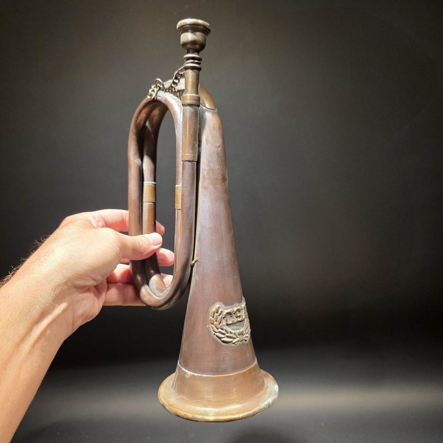 12" Antique Style Civil War Confederate CSA Bugle Copper Brass Signal Horn