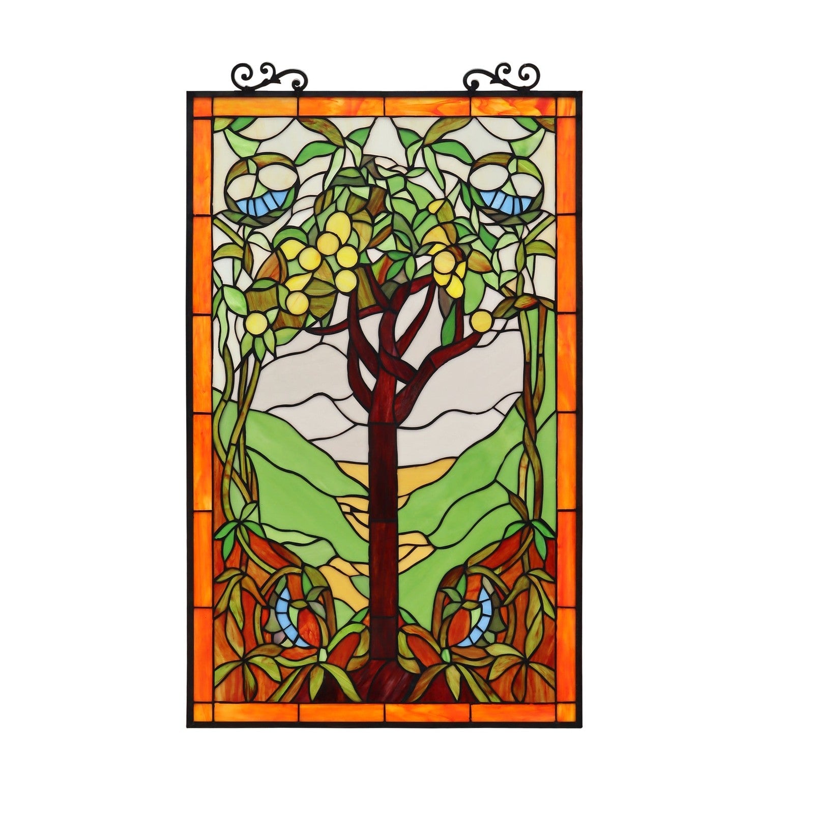 31.8" Tree Of Life Stained Glass Window Hanging Panel Suncatcher
