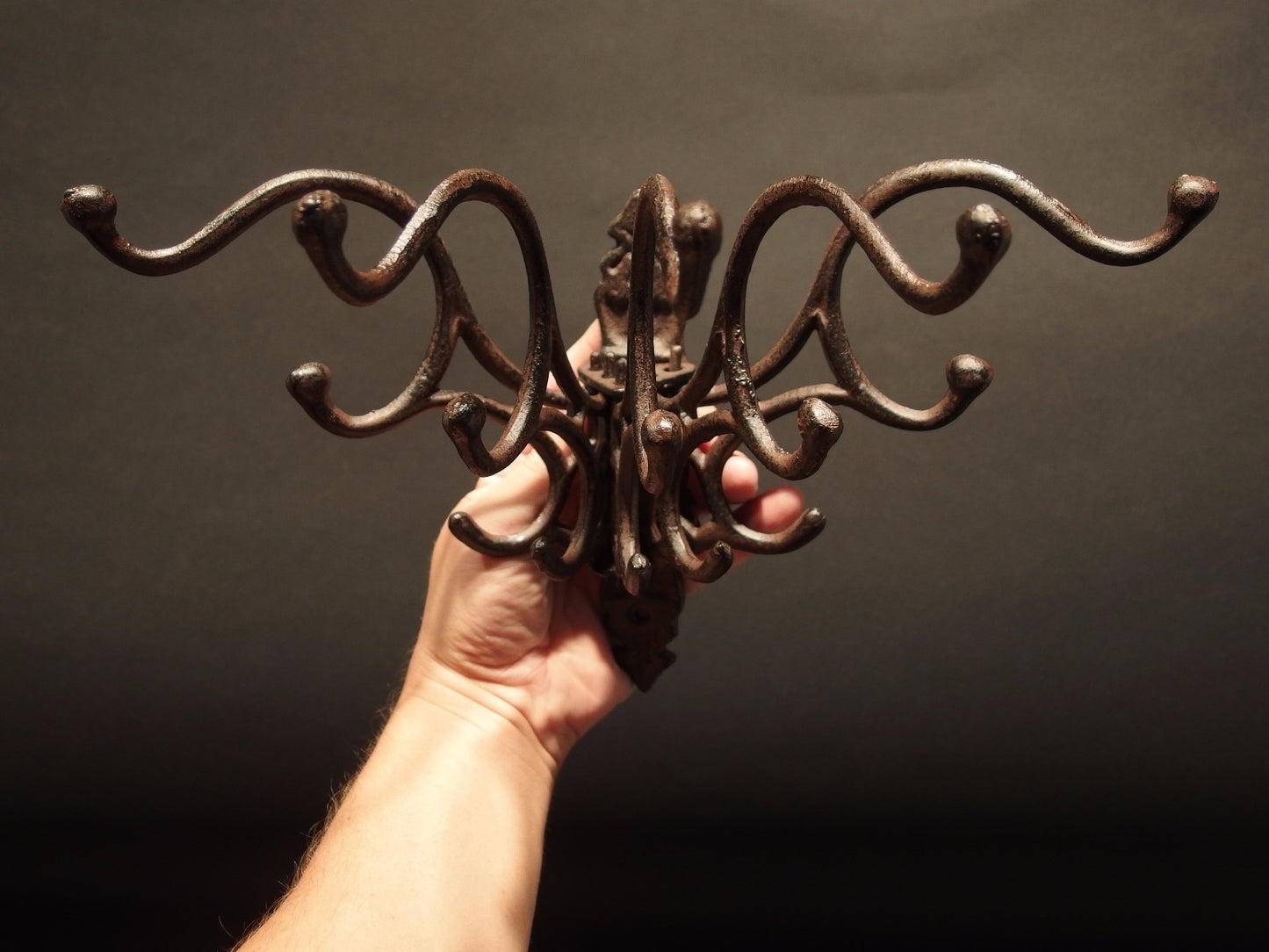 Antique Vintage Style Wall Hook Swivel Folding Coat Hanger Hardware Rust Finish