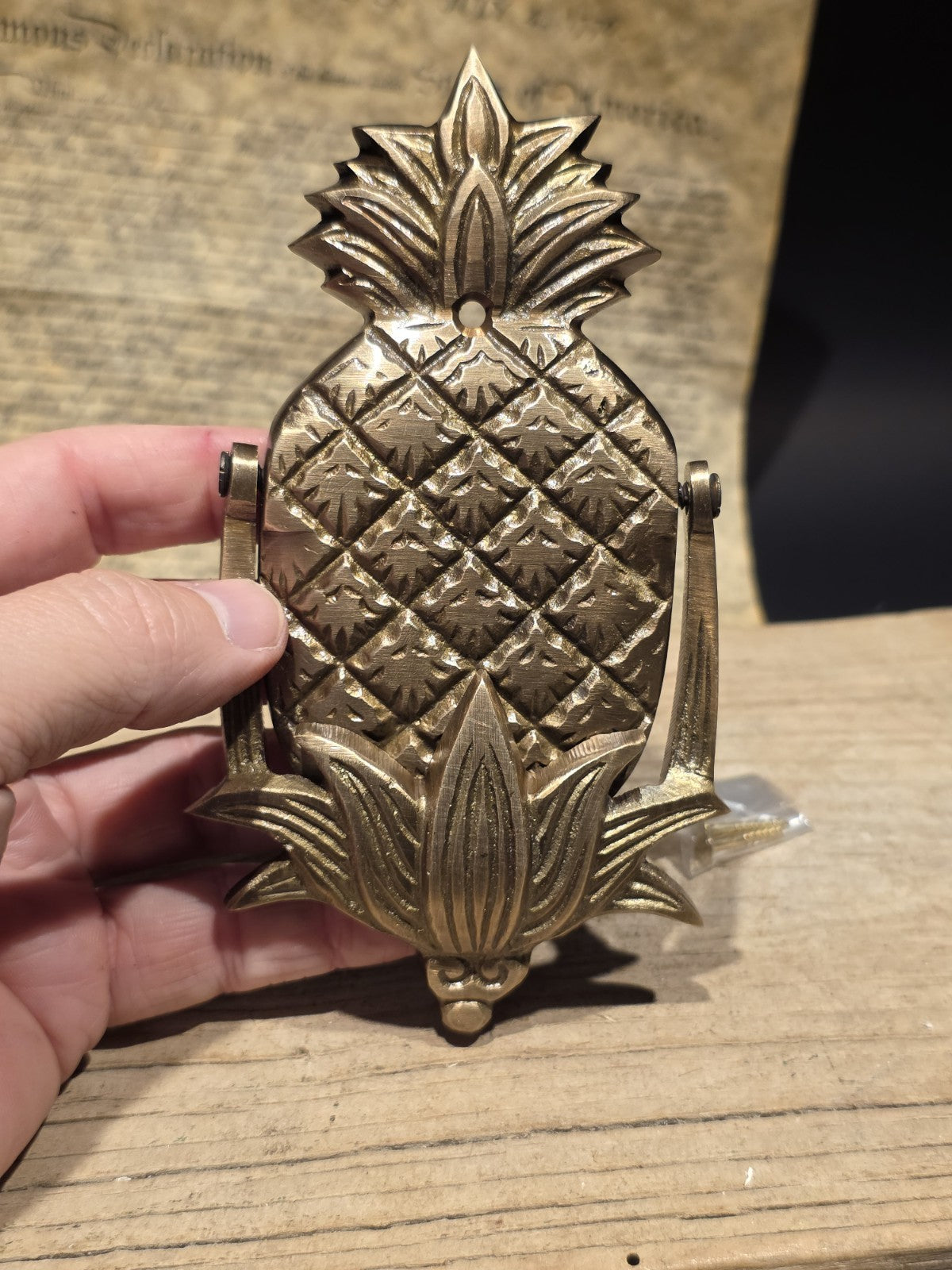 6" Vintage Style Solid Brass Pineapple Door Knocker Colonial Welcome Sign