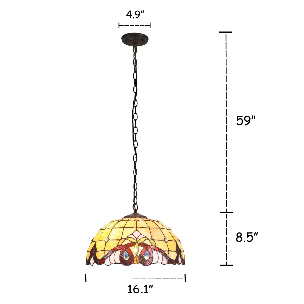 16.1 " Stained Glass Pendant Swag Ceiling Light