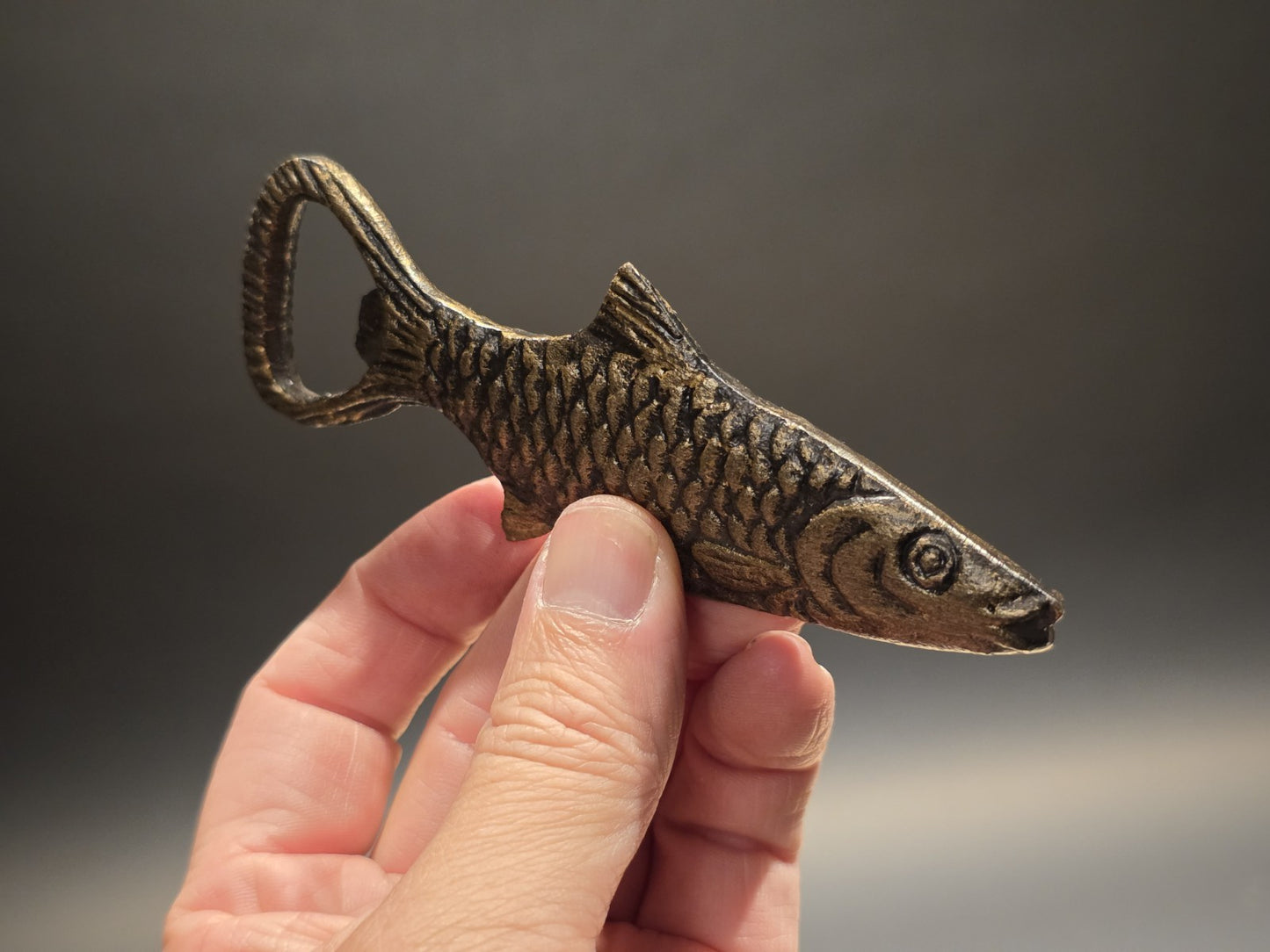 5" Vintage Style Antique Brass Cast Iron Fish Bottle Opener bar tool