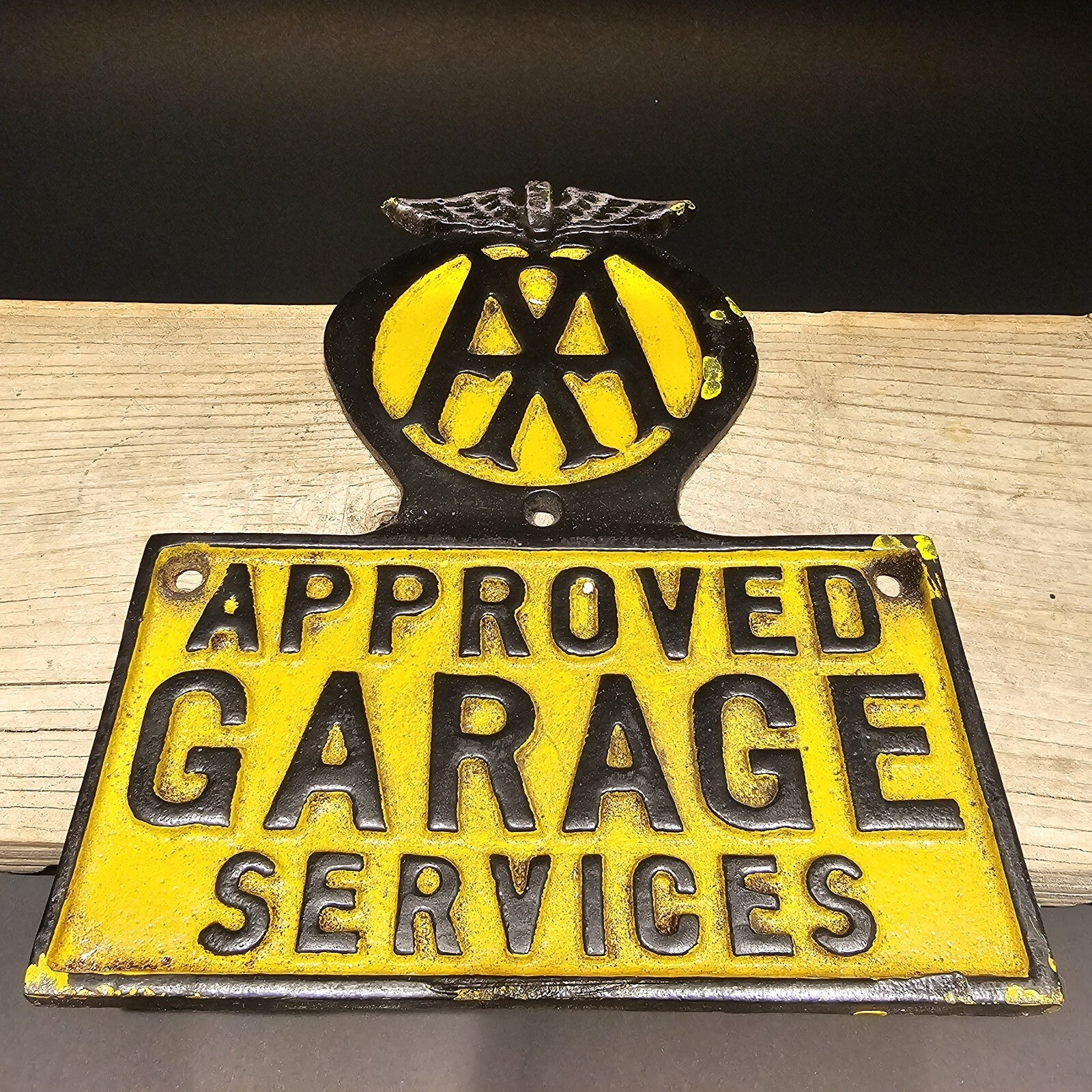 Antique Vintage Style Cast Iron AAA Approved Garage Sign Plaque