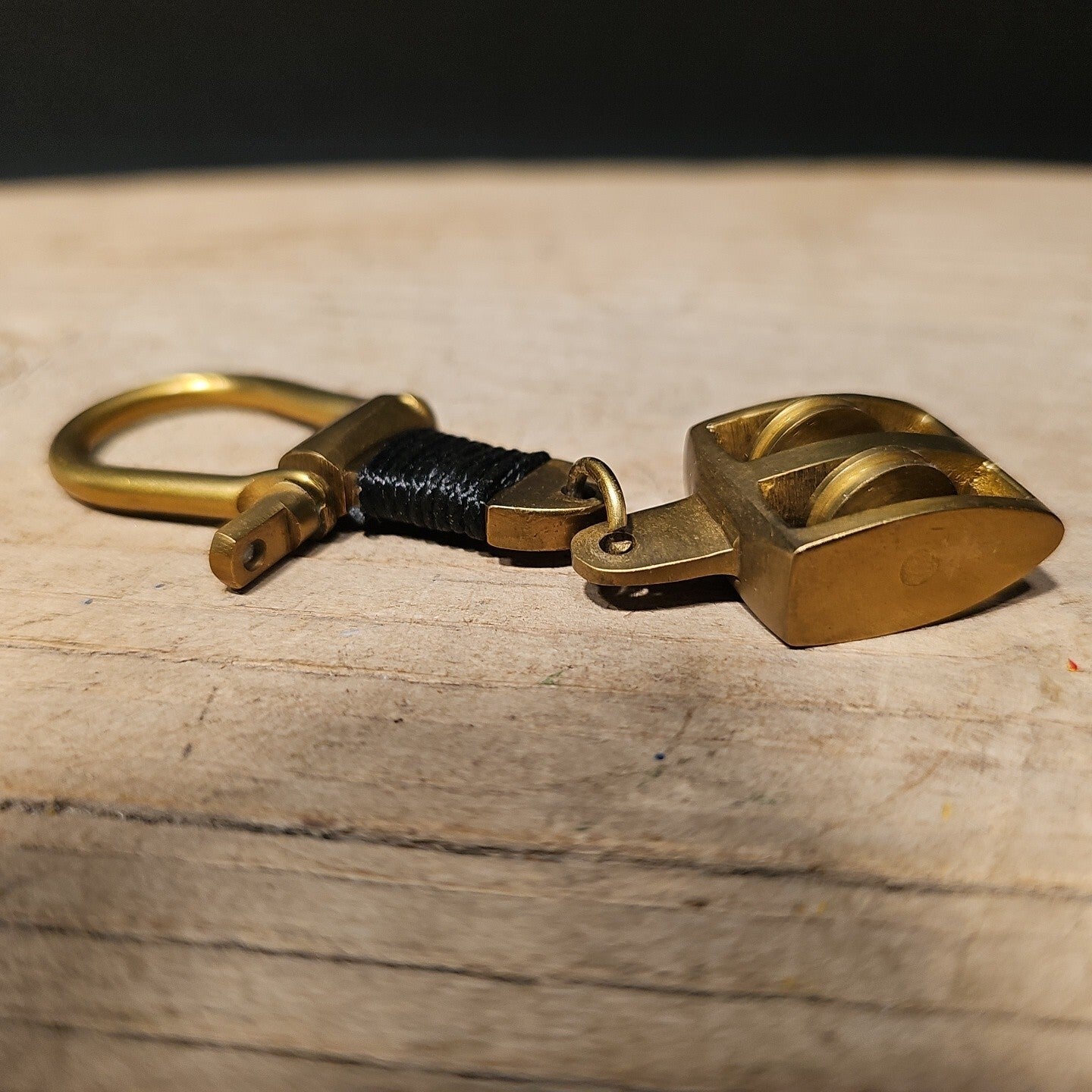 Antique Vintage Style Brass Pulley Key chain