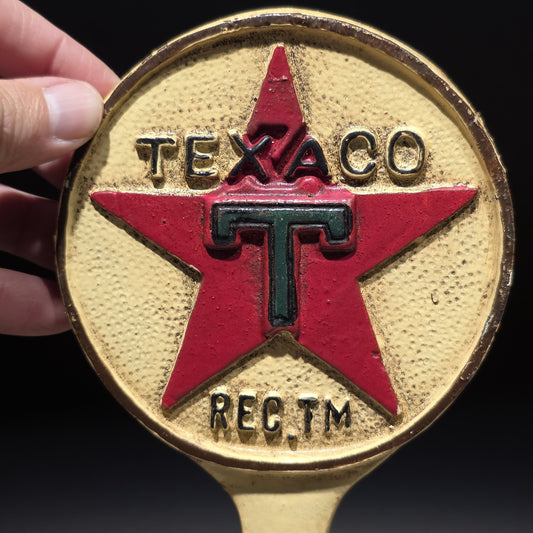 9.5" Vintage Style Texaco Cast Iron Doorstop Lollipop Sign Base Advertising