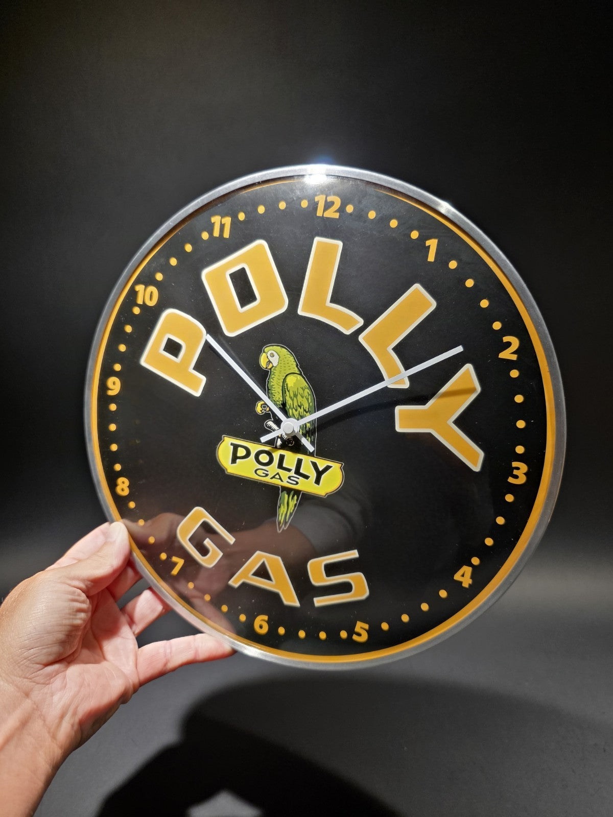 12" Antique Vintage Style Round Polly Gas Oil Wall Clock Sign